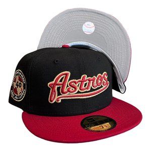 New Era Houston Astros Script 59FIFTY Fitted Hat Cap Black 40th Year Patch